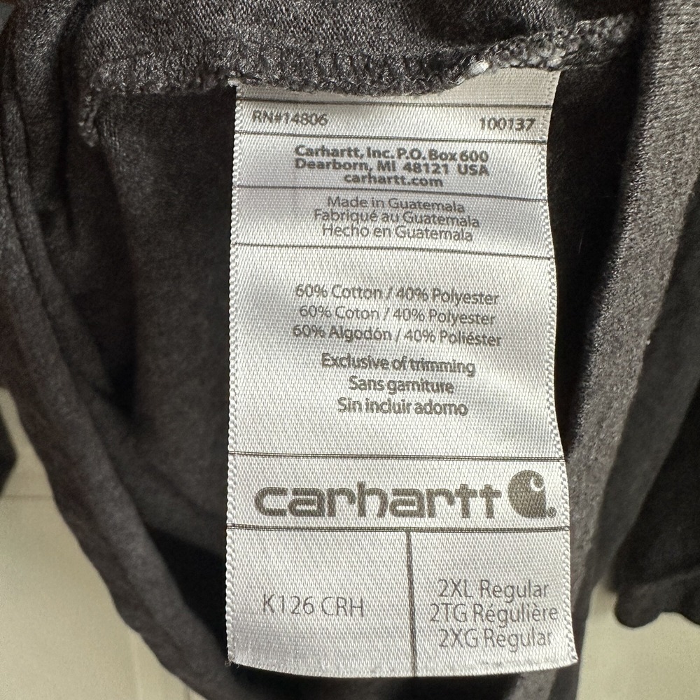 Carhartt‎ T-Shirt Men's 2XL Long Sleeve Original Fit Crew Neck Graphic Logo Gray - Picture 5 of 5